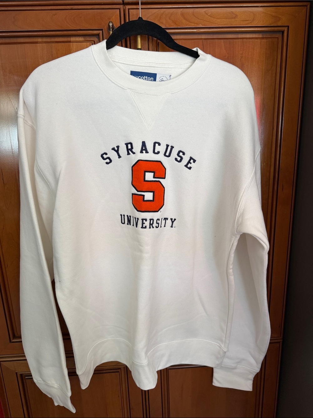 Syracuse University White Crewneck Sweatshirt with Orange 'S' NWOT size L